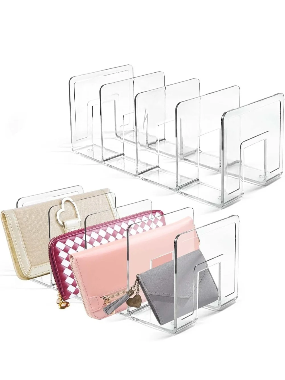NWT Clear Acrylic Wallet & Clutch Organizer Set Of 2